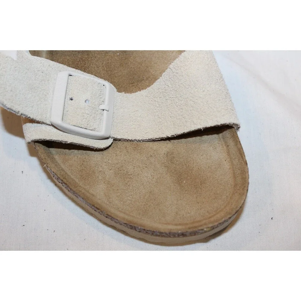 BIRKENSTOCK MEN SUEDE CORK ARIZONA SANDALS ANTIQUE WHITE‎ NARROW NIB US 10 EU 43